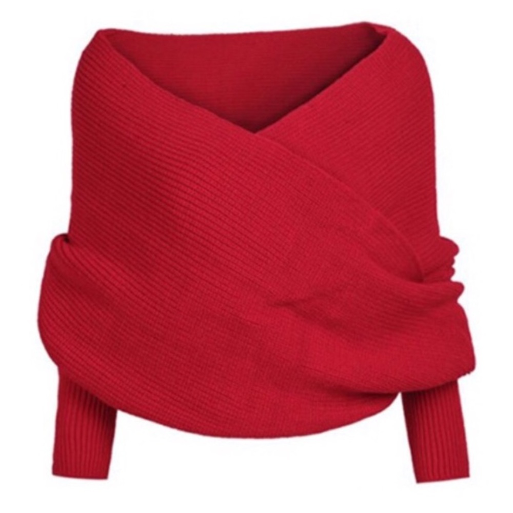 NEW! Wrap Sweater. Also, a scarf with sleeves